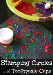 Circle Process Art for Kids with Toothpaste Cap Stamping Process: A Fun Painting Activity
