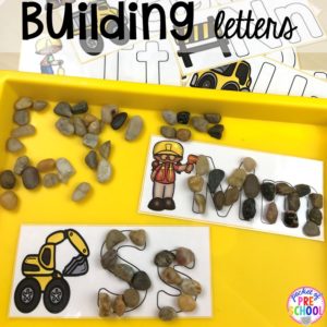 Construction Themed Activities for Little Learners: DIY Letter Building with Rocks and Pebbles