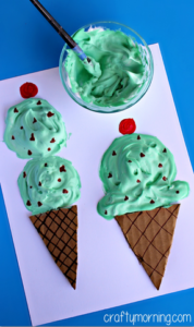 DIY Easy Summer Craft Idea for Kids: Yummy Ice Cream Cones with Puffy Paint