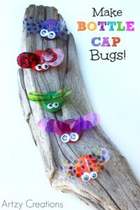 DIY Bottle Cap Bugs with Plastic Wings and Googly Eyes: Cute Summer Craft Idea for Kids