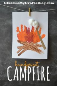 Creative Craft Idea from Handprints: Handprint Campfire Painting with Appropriate Paint Accents
