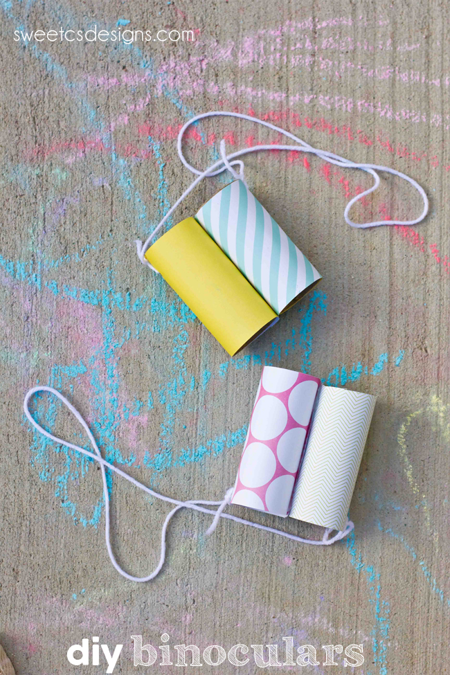 Simple Summer Crafting Idea Kids: DIY Binocular with Empty Tissue Paper Roll and Elastic String