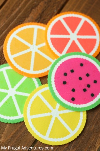 Colorful Citrus Perler Coasters: DIY Perfect Coaster Project for Summertime