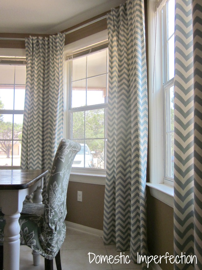 DIY Bay Window Curtains: All-Side Sew Rod & Back Tab Curtain Tutorial By Domestic Imperfection