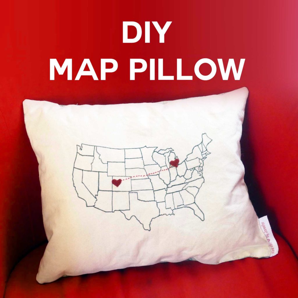 DIY Map Pillow with State-to-State Hearts: A Sewing Project with Learning Skill