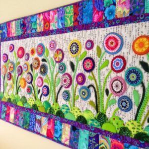 Mesmerizing Flower Garden Table Runner with Whimsical Yarn Flower Decorations