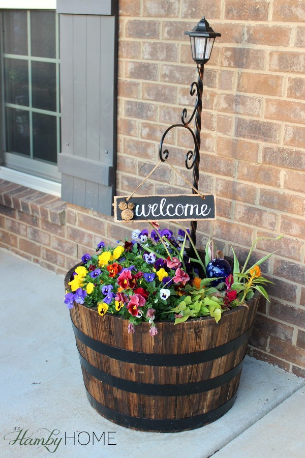 DIY Farmhouse Type Shallow Planter from Recycled Whisky Barrel with Tiering Layers