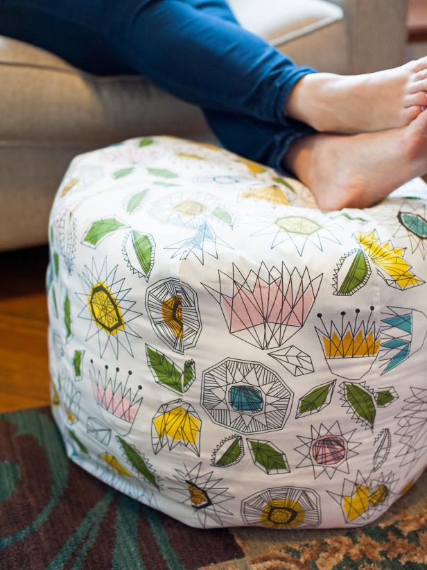 DIY Bean Bag with Pouf Pattern with Jewel Prints Easy Crafts and Homemade Decorating & Gift ...