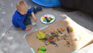 Liquid Chalk & Toothbrushes Craft: A Messy Outdoor Dental Health Activity for Preschoolers