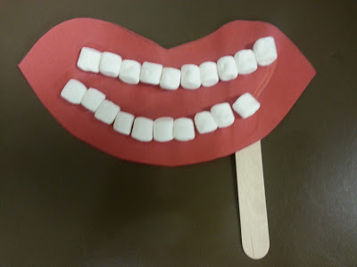 DIY Mouth Model Craft Idea for Preschoolers: A Mouth Made of Paper Lips and Marshmallow Teeth