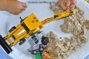 Construction Theme Play with DIY Sand-Made Play Douch, Mini Crane, Other Related Miniature Toys