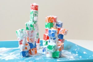 Shaving Cream Block Tower: Sensory Filled Building Activity with Colorful Play Blocks and Shavin ...