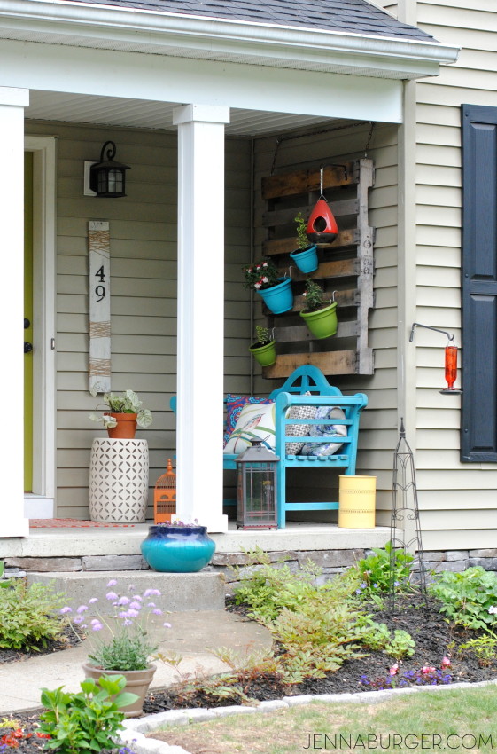 Refreshingly Flowery Front Porch Decor Idea for Spring or Summertime with Hanging Planters