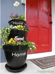 Stacked DIY Planter: Easy Exterior Decoration Trick for Small Front Porch Area