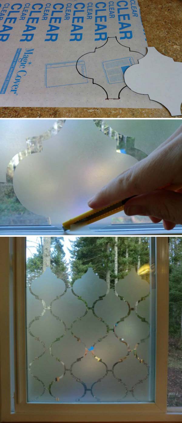 DIY Window Privacy Design with Th Help of Thick Contact Paper Cuttings