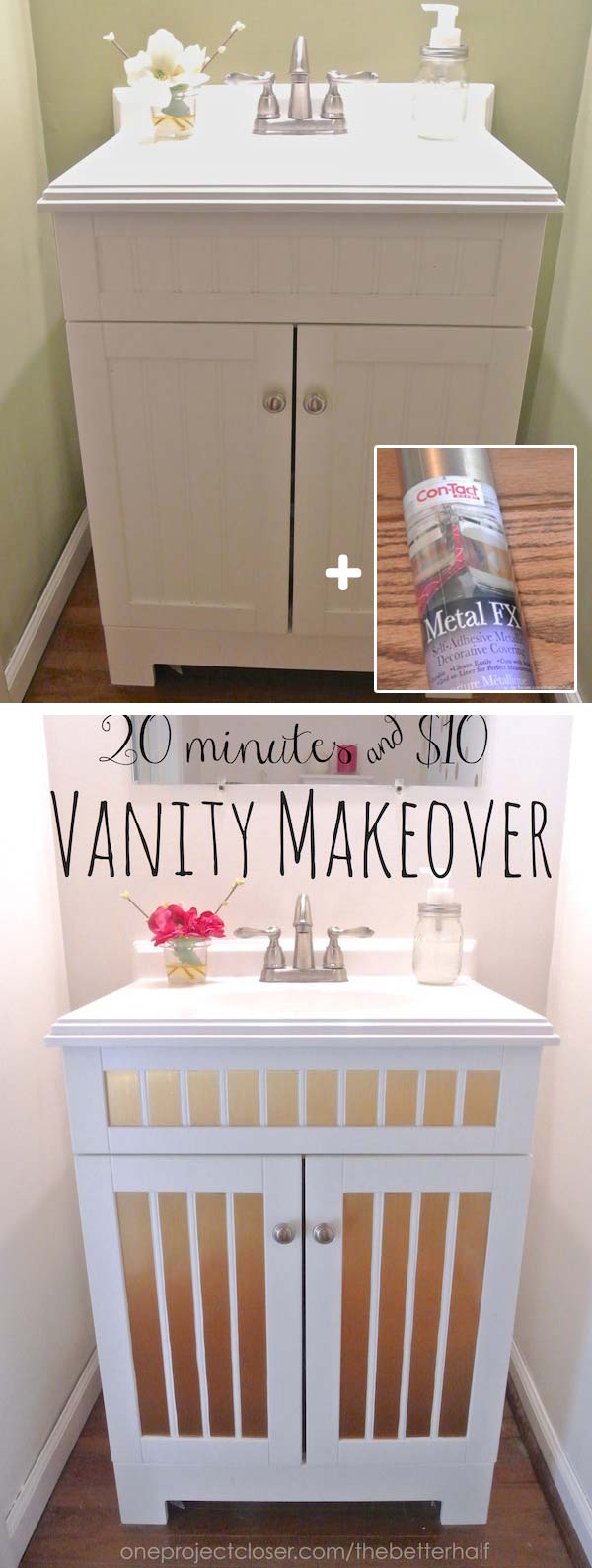 DIY Vanity Makeover with Stripe Contact Paper: The Simplest Creative Way to Reinvent Your Vanity