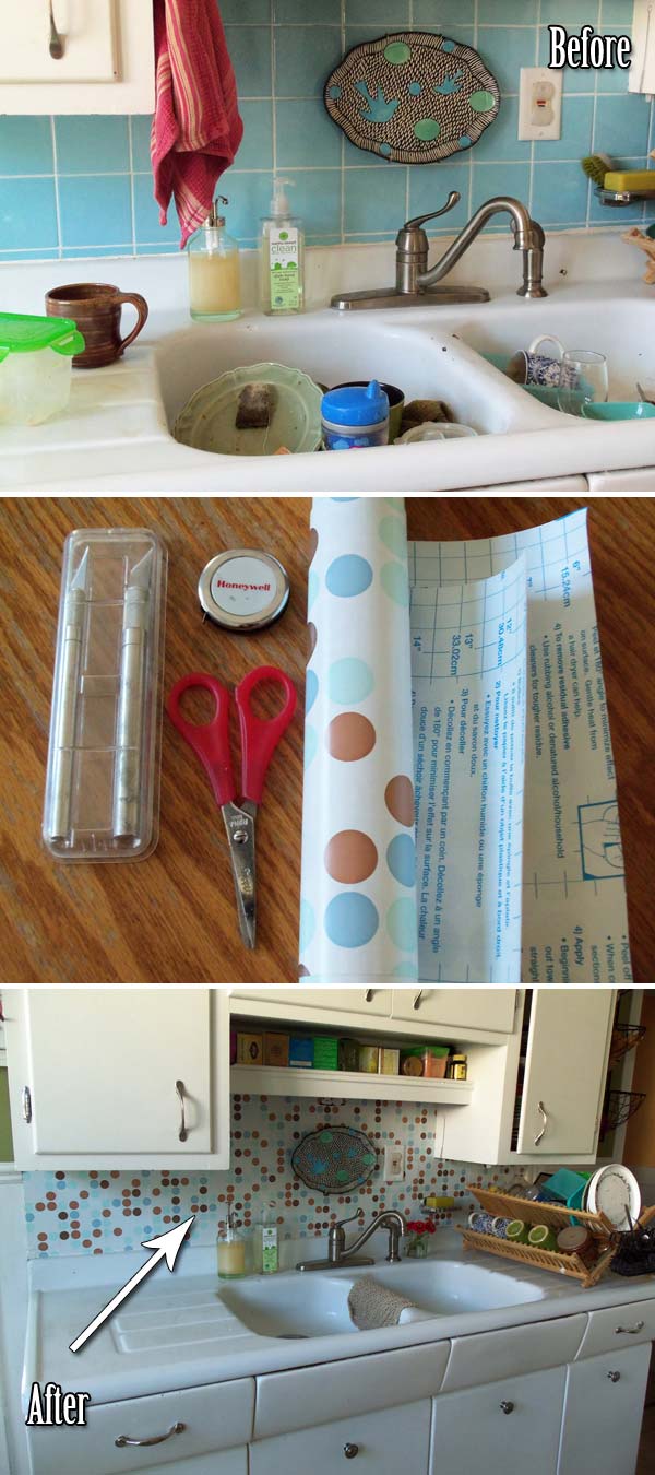DIY Easy-to-Apply and Affordable Kitchen Backsplash Makeover with Contact Paper