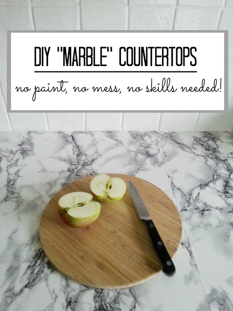 DIY Counter Top Idea for Kitchen Counter with Faux Effect in Chic Marble Print