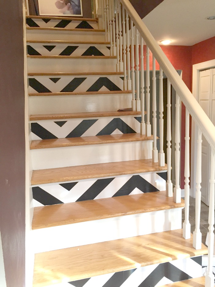 DIY Stair Decoration with Super Trendy Chevron Design Out of Contact Paper