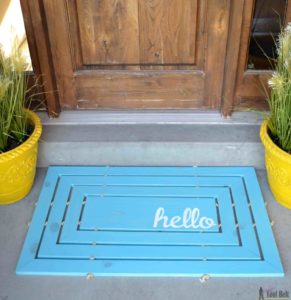 Classy Front Porch Decor Idea with Hello Wooden Mat and Bold Clay Planters At The Entrance