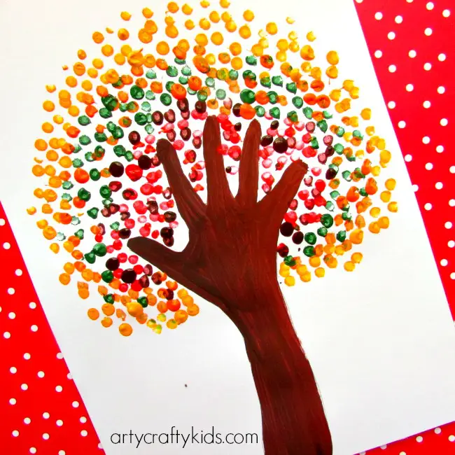 Autumn Handprint Tree for Preschool Kids