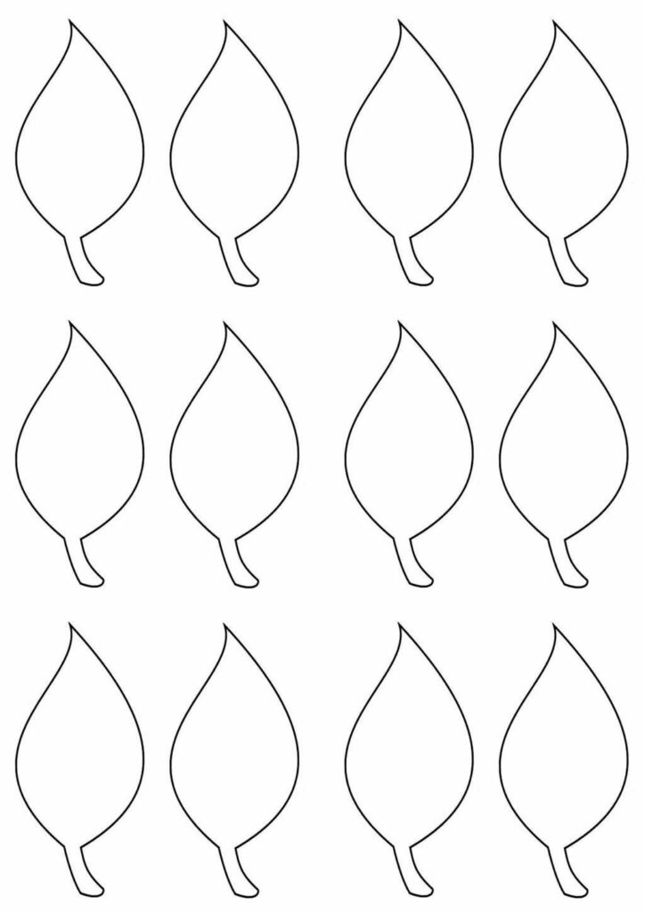Leaves on paper template for leaves print and color and glue