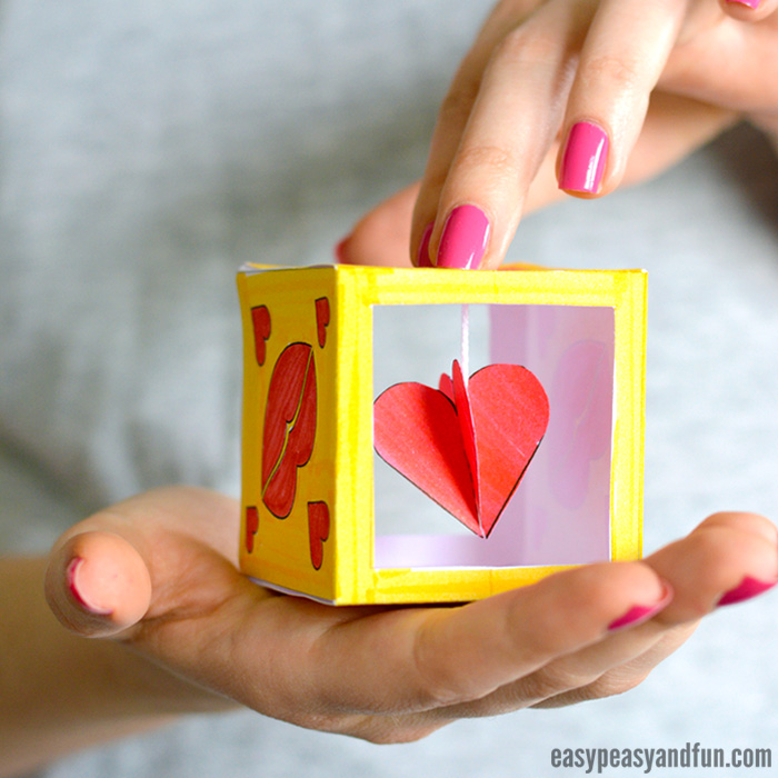 Make Heart Box Paper Craft with construction Paper