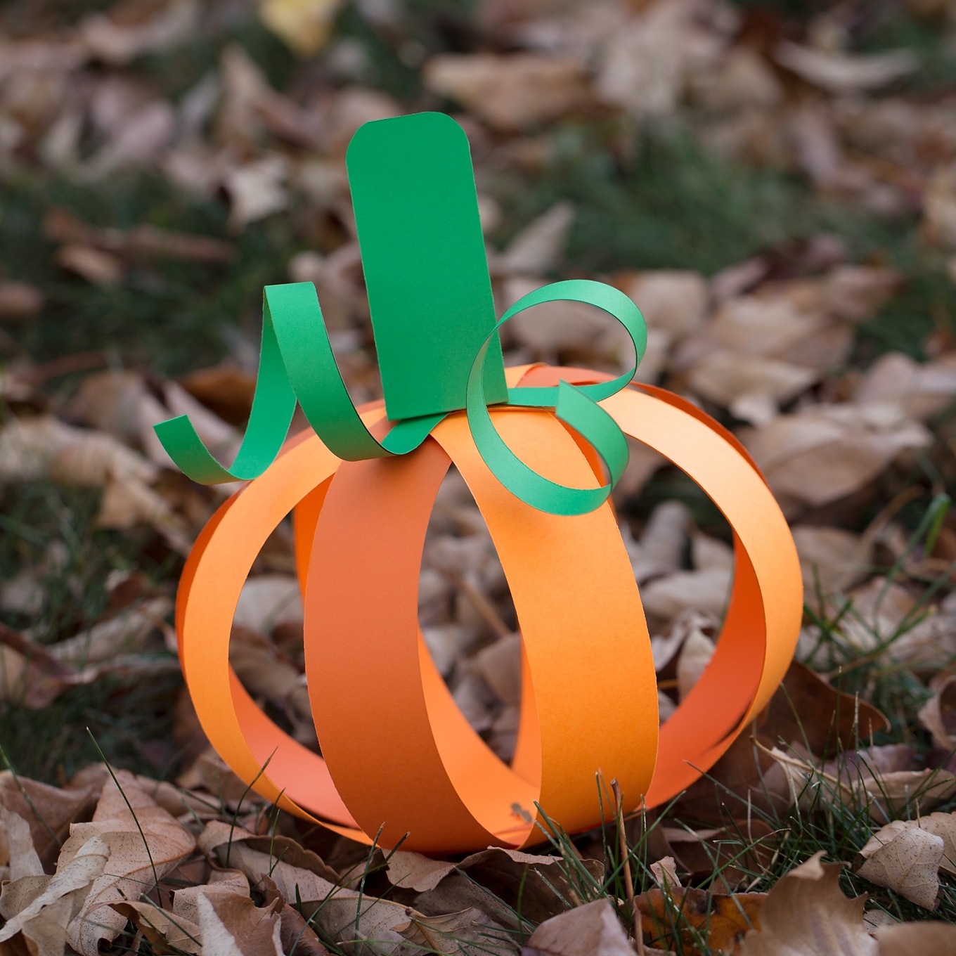 Do Pumpkin Craft for Kids with Bright Orange and Green Paper Strips for