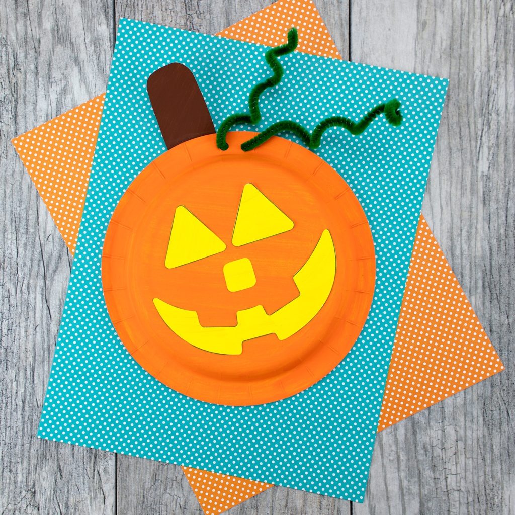 Try to make these Bright Halloween Paper Plate Pumpkins for Toddler Craft