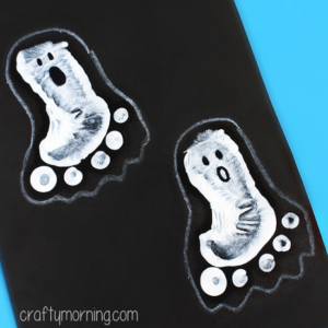 Halloween Footprint Ghost Craft for Kids – Paint Crayons and Marker