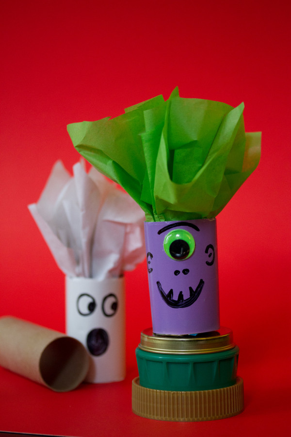 Make Halloween Candy Holders with Paper Tubes Marker and Wrapping Paper