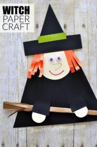 Craft an adorable Witch for this Halloween with construction paper, cardstock and glue