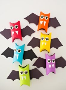 Create Whimsical Halloween Rainbow Paper Tube Bat Craft for Kids: Paper Tube, Construction Paper ...