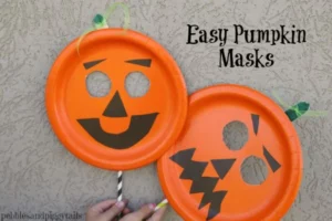 Paper Plate Jack o Lantern Pumpkin Masks for Halloween